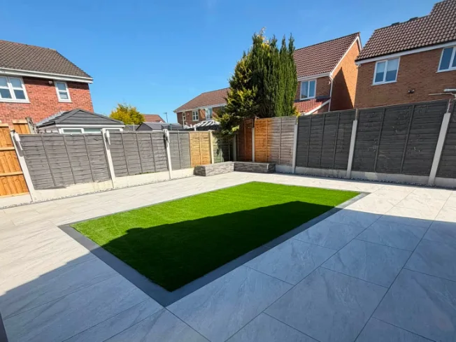 Artificial grass lawn installation by KLG Landscape in Wigan